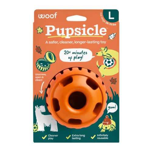 Woof - The Pupsicle Tough Chew Treat Dispensing Dog Toy, Pumpkin